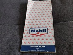 Mobil Travel Map Road Map Venezuela Vintage Fold Out Paper Map