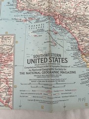 Vintage National Geographic Map Southwestern United States November 1959