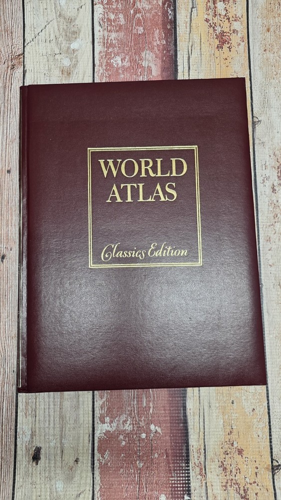Vintage 1977 World Atlas Hammond Leather Bound Classics Edition Book