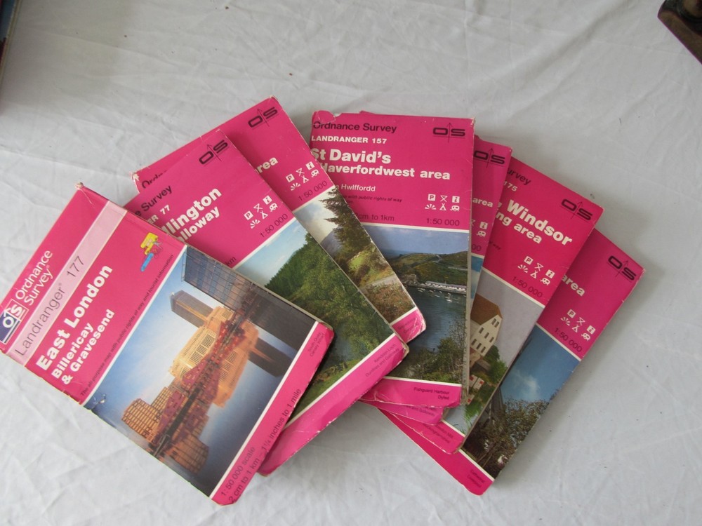 7 x OS Landranger Maps joblot