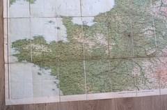 Vintage Map Bartholomew’s Contour Motoring Map FRANCE 1920s 2x Cloth backed maps