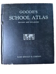 1945 Goode’s School Atlas by Rand McNally, 286 Pages Good Condition