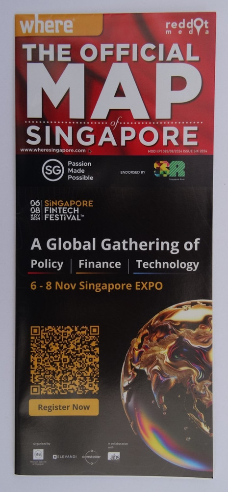 SINGAPORE CITY TOURIST STREET MAP 2024. EXPO. MRT Network. Singapore Island.