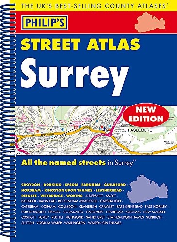 Philip’s Street Atlas Surrey: Spiral Edition by Philip’s Maps Book The Fast Free