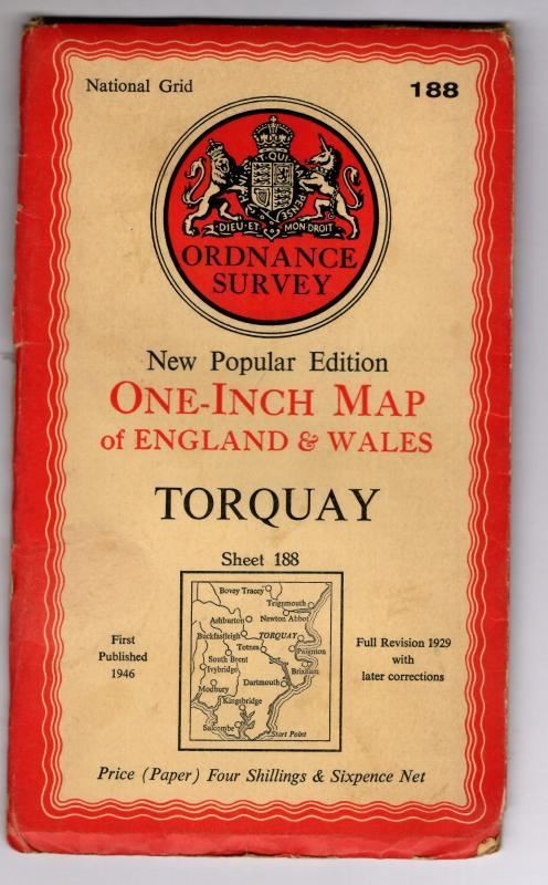 New Popular One-Inch Map.Sheet 188 Torquay : Ordnance Survey