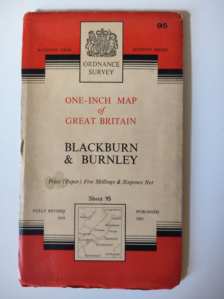 Ordnance Survey One-Inch Map Sheet 95 Blackburn & Burnley 1961 Edition