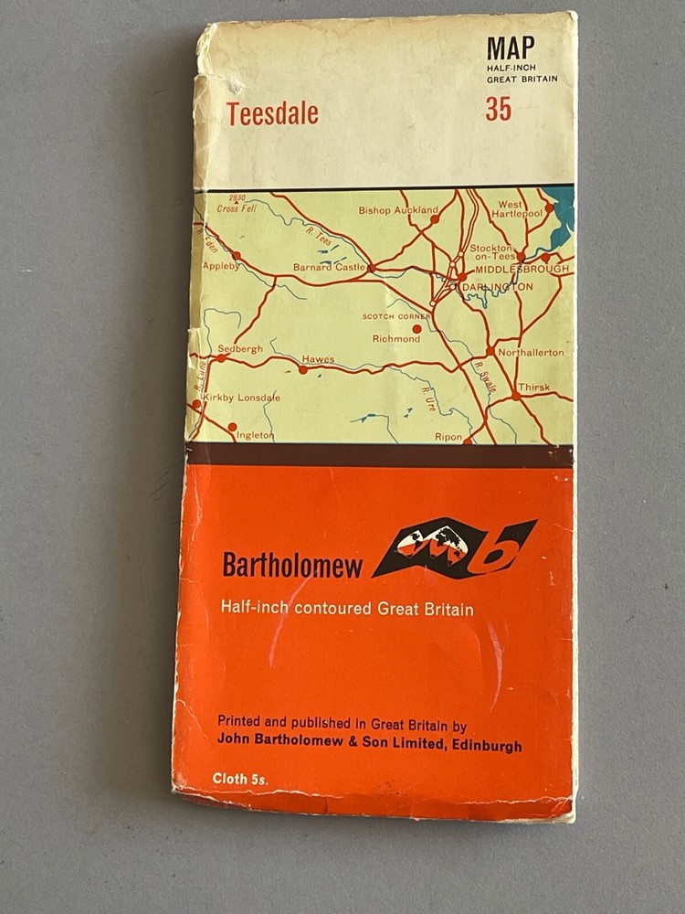 Bartholomew, Half Inch Map, No: 35, Teesdale