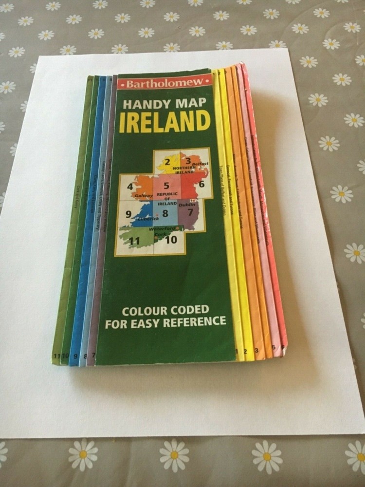 Bartholomew Handy Map of Ireland Colour Coded for Easy Reference Good Condition