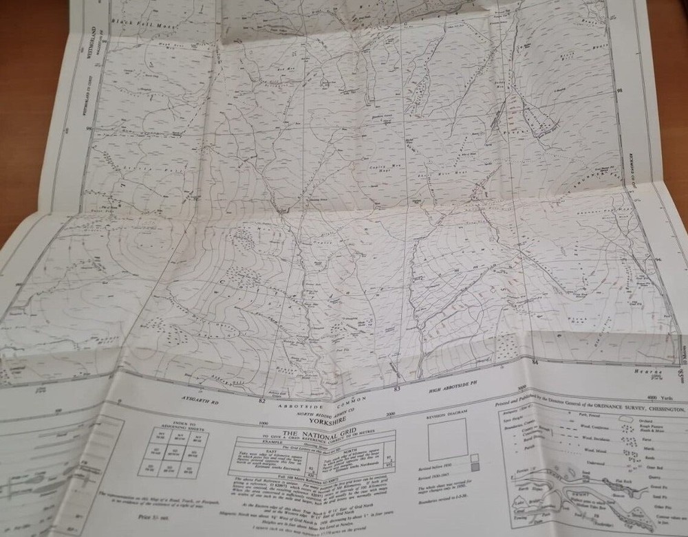 Ordnance Survey 6 Inch (1:10,560) folded maps of North & East Yorkshire (1950s)