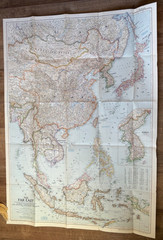 Far East National Geographic paper map, 1952 vintage