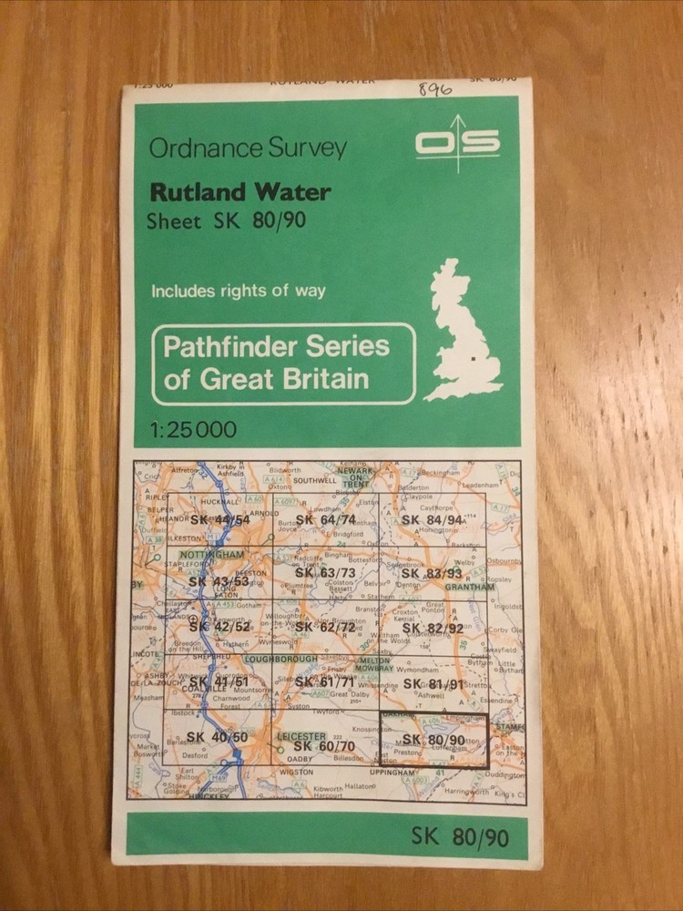 1982 Ordnance Survey Pathfinder Map SK 80/90 Rutland Water (incl Oakham )