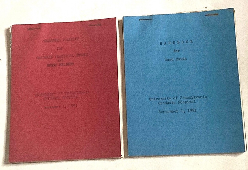 Vntg U of Penn Graduate Hospital Sep 1, 1951 Pamphlets for Nurses / Ward Maids