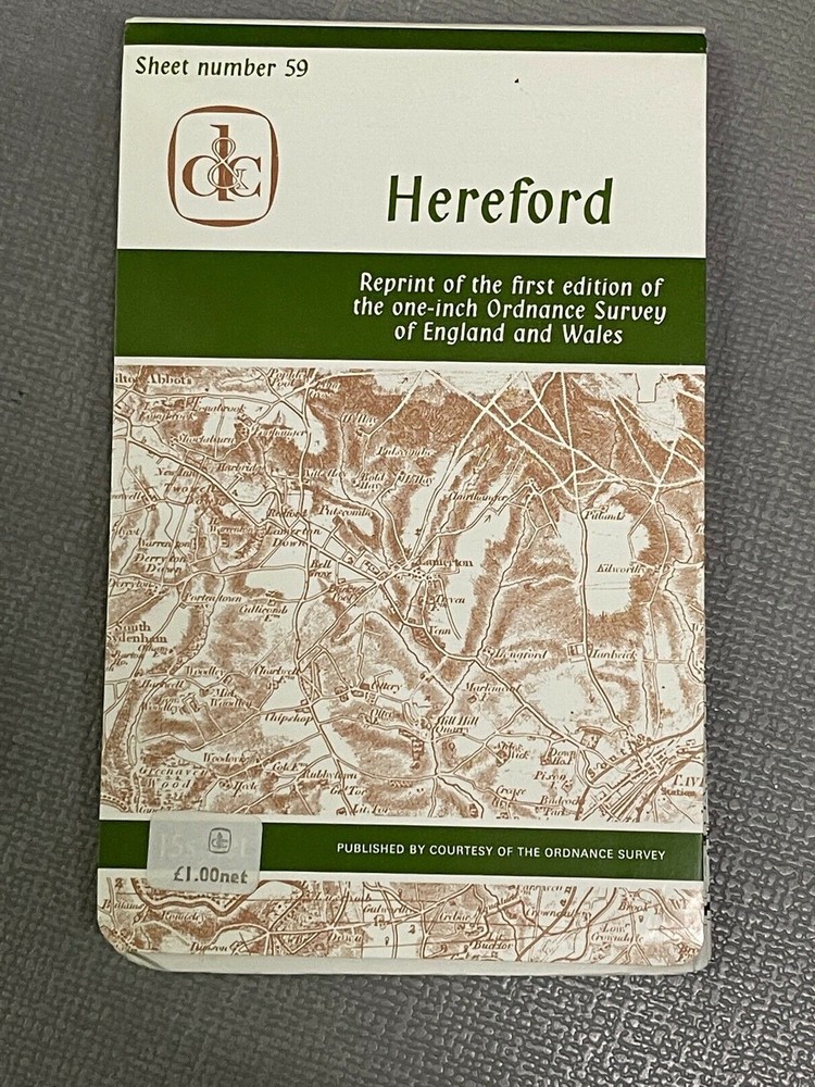 David & Charles, OS Map, 1st Edition one Inch Reprint, Hereford, No 59