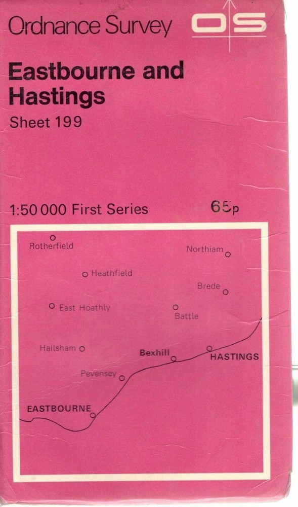 EASTBOURNE HASTINGS No 199 1974 39581 1.500 000 First Series Ordnance Survey Map