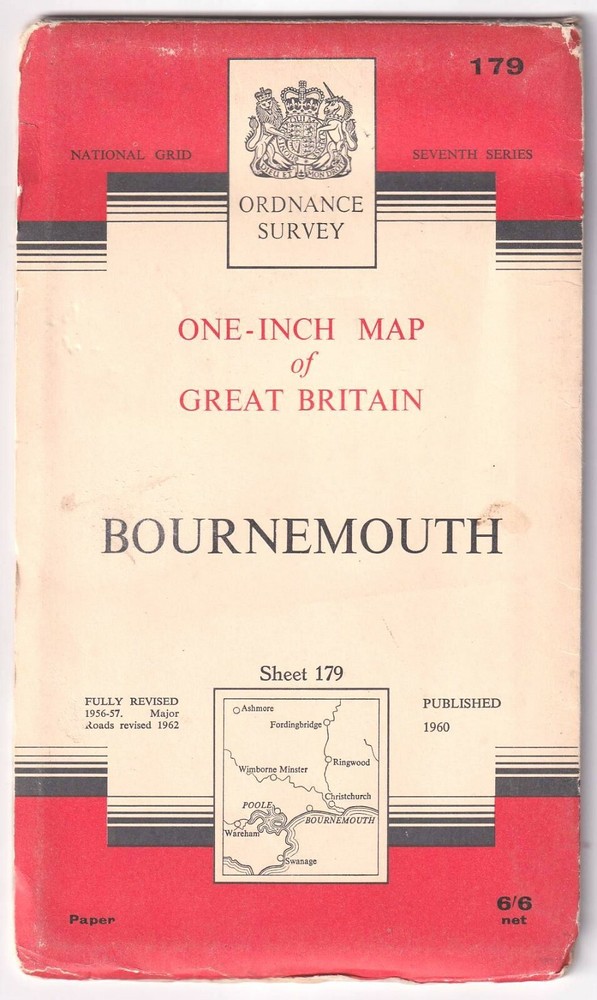 ORDNANCE SURVEY ONE INCH MAP: BOURNEMOUTH (Seventh Series)