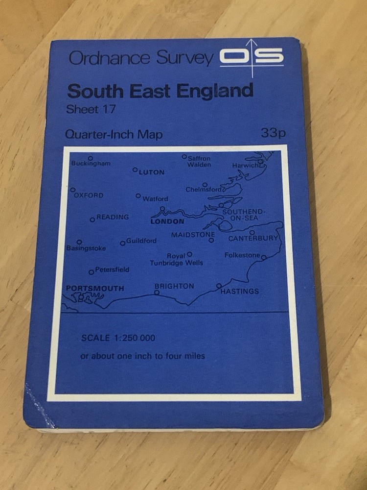 Ordnance Survey Quarter Inch Map South East England Sheet 17 1970 Vintage OS Map