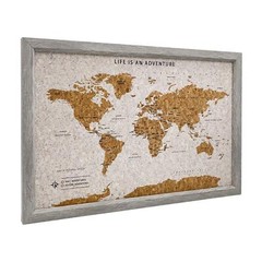 World Travel Map Pin Board Pins Splosh Personalised Planner Maps Cork Grey