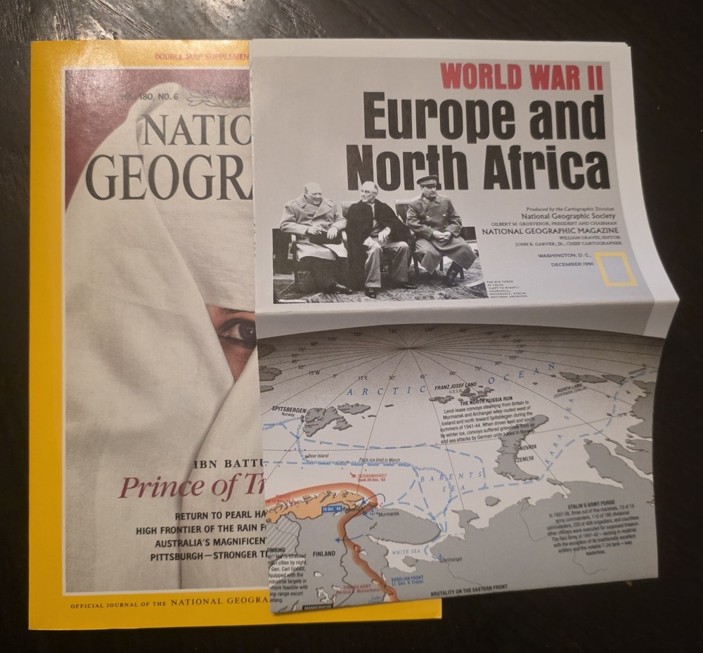 National Geographic Vol. 180, No. 6 Dec 1991 WWII Map Return to Pearl Harbor