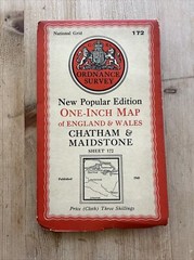 CHATHAM & MAIDSTONE Ordnance Survey Cloth Sixth Series One inch 1940 Sheet 172