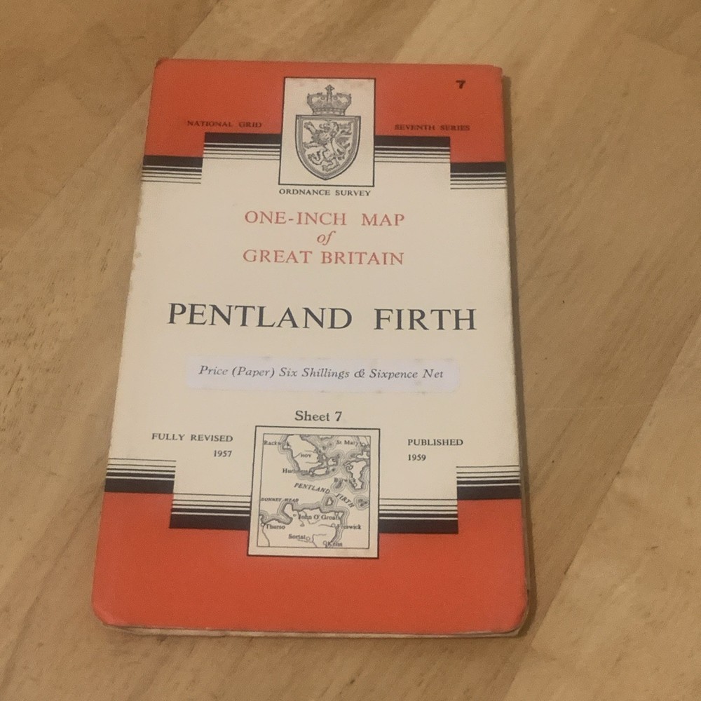 Ordnance Survey One Inch Map 7 Seventh Series Pentland Firth 1959 OS