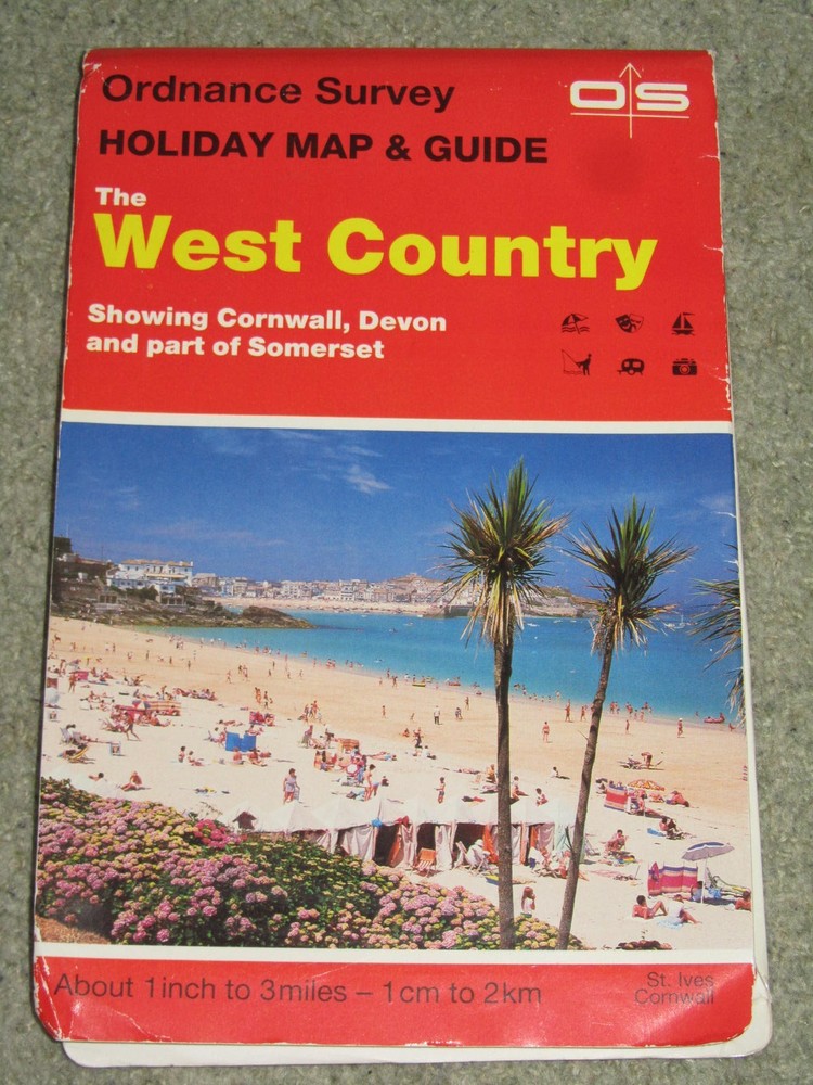 OS Ordnance Survey 3.3m – 1″ Holiday Map & Guide – the West Country – 1986