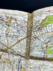 Antique Old Map of London England Philips Clear-Print Popular Street Index Worn