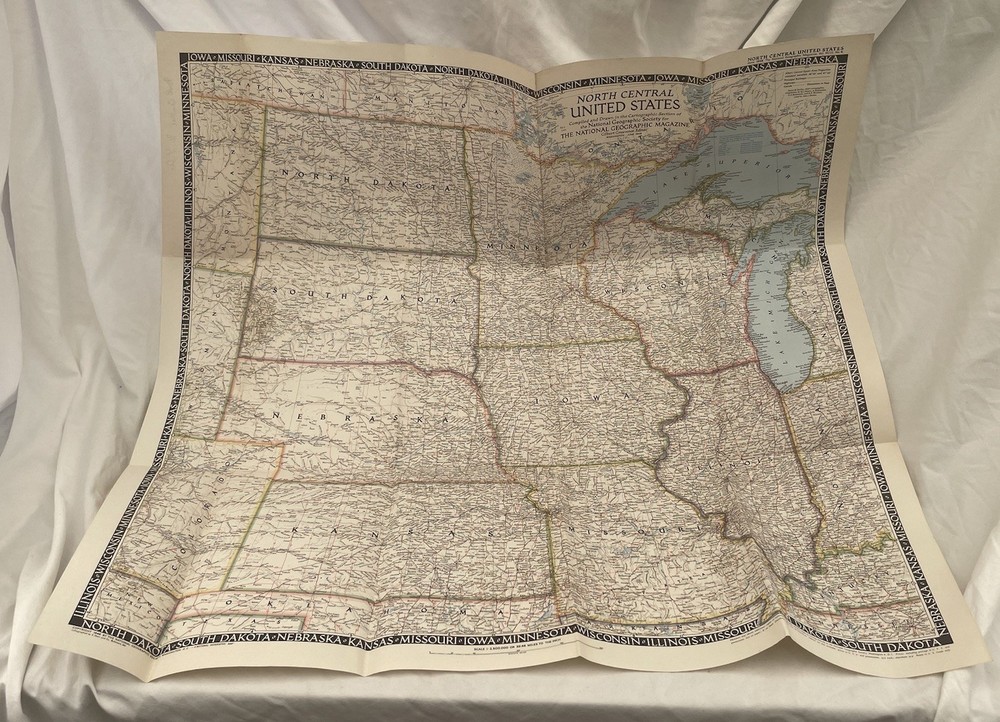 Vintage National Geographic Map North Central United States June 1948