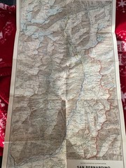 Vintage 1951 Large Map Of SAN BERNARDINO SWITZERLAND, VGC
