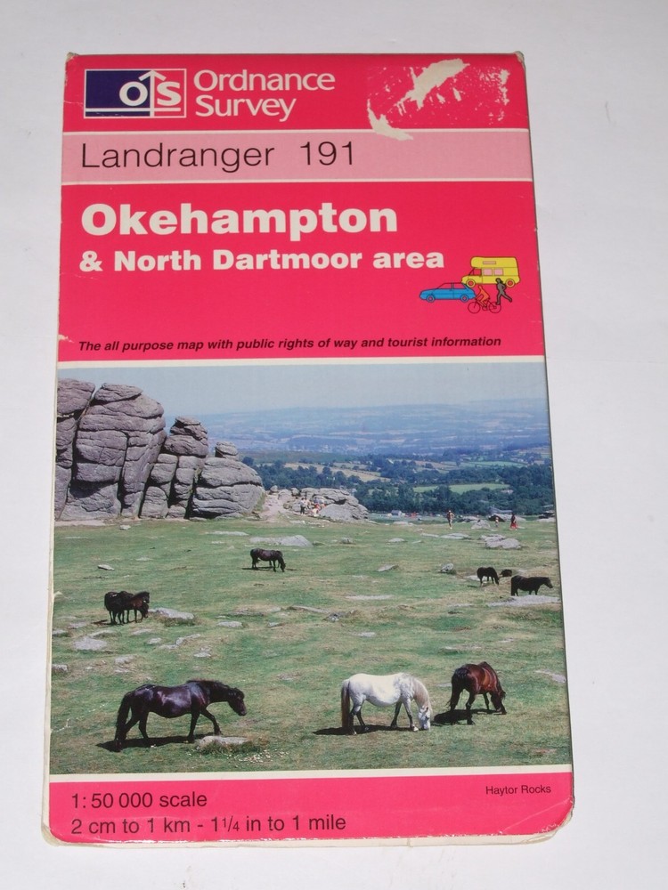 ORDNANCE SURVEY LANDRANGER MAP OKEHAMPTON NORTH DARTMOOR AREA SHEET 191 VGC