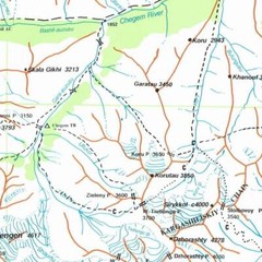 Russia / Georgia Caucasus Mountains: Bezingi Map with guide trekking, climbing
