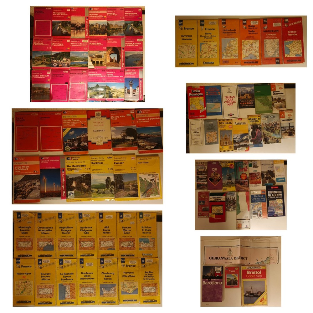 80 x Ordnance Survey / Michelin RARE Retro Vintage Maps Great Britain/WorldWide