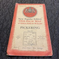 Vintage Ordnance Survey One Inch Cloth Map 🗺️ of Pickering, No. 92, 1947