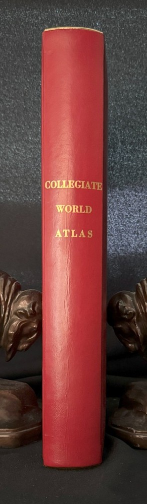 Collegiate World Atlas 1966 Leather Rand McNalley Full-gilt, LIKE NEW