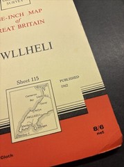 Vintage Ordnance Survey Map 7th series One Inch Cloth Mounted Pwllheli 1964