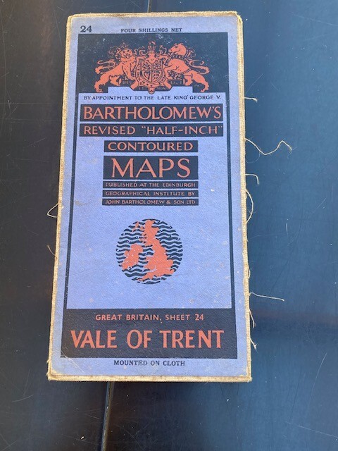 1944 Cloth Bartholomew’s Vintage Half-Inch Map Of The Vale Of Trent