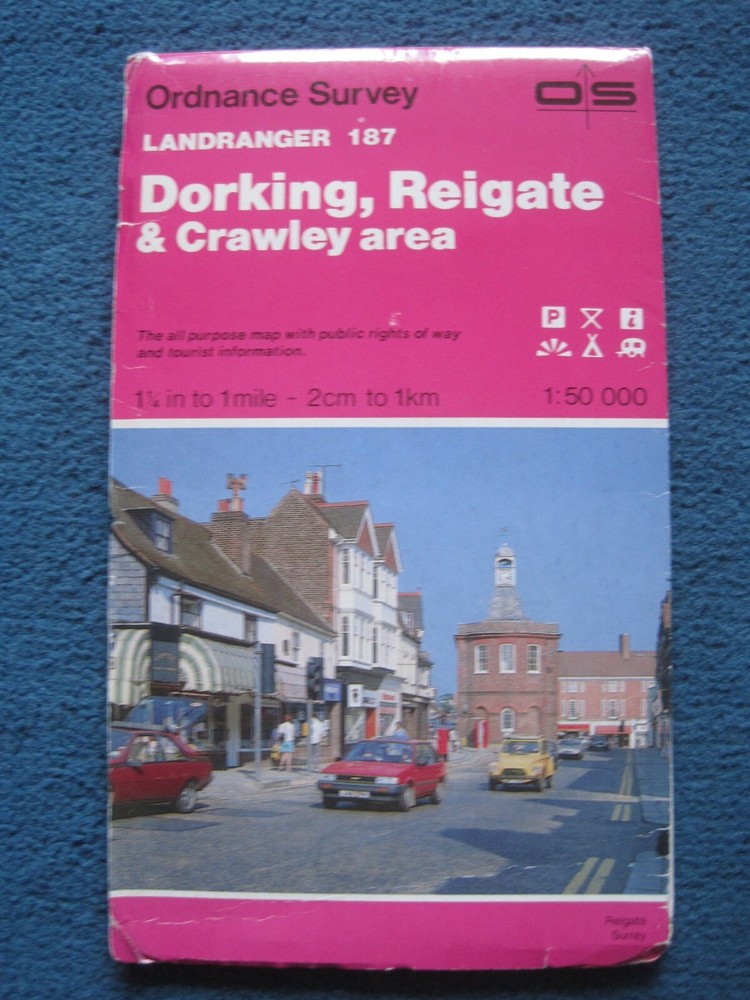Ordnance survey Landranger 187 map Dorking, Reigate & Crawley area 1:50 000
