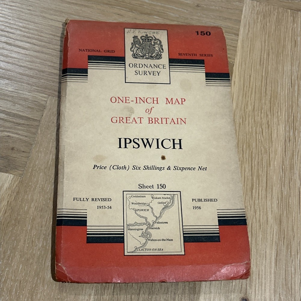 IPSWICH Sheet 150 1956 CLOTH Seventh Series Ordnance Survey 1 Inch Map The Naze