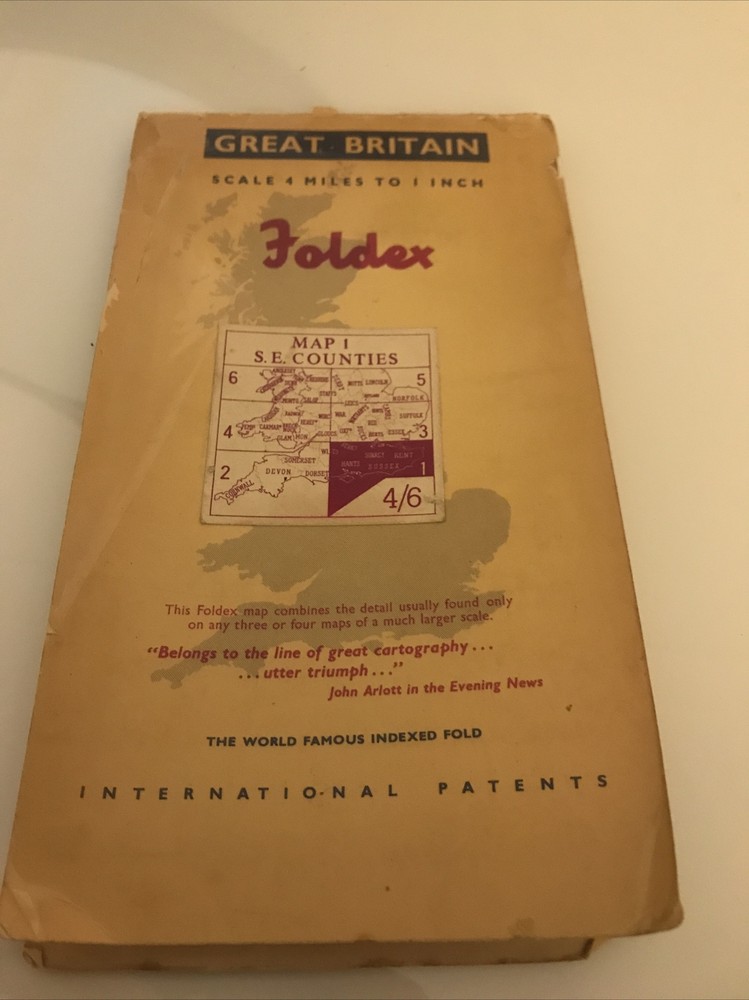 Vintage Foldex 4 Miles To 1 Inch Map 1 South East Counties UK