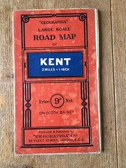 Vintage Geographia Map. Kent. Southend, Brighton, Hastings, Margate.