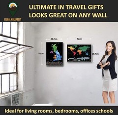 Global Walkabout A3 World & UK Scratch Off Colours Deluxe Poster Black