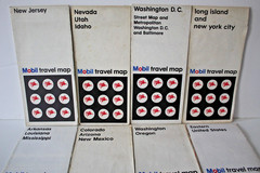 Vintage 1966s -1970’s Mobil Pocket Road Maps – 8 Maps