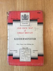 1954 Ordnance Survey One Inch Seventh Series Map 130 Kidderminster inc Droitwich