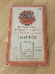 Ordnance Survey Map Hastings Sheet 184 One-Inch 1946 Vintage