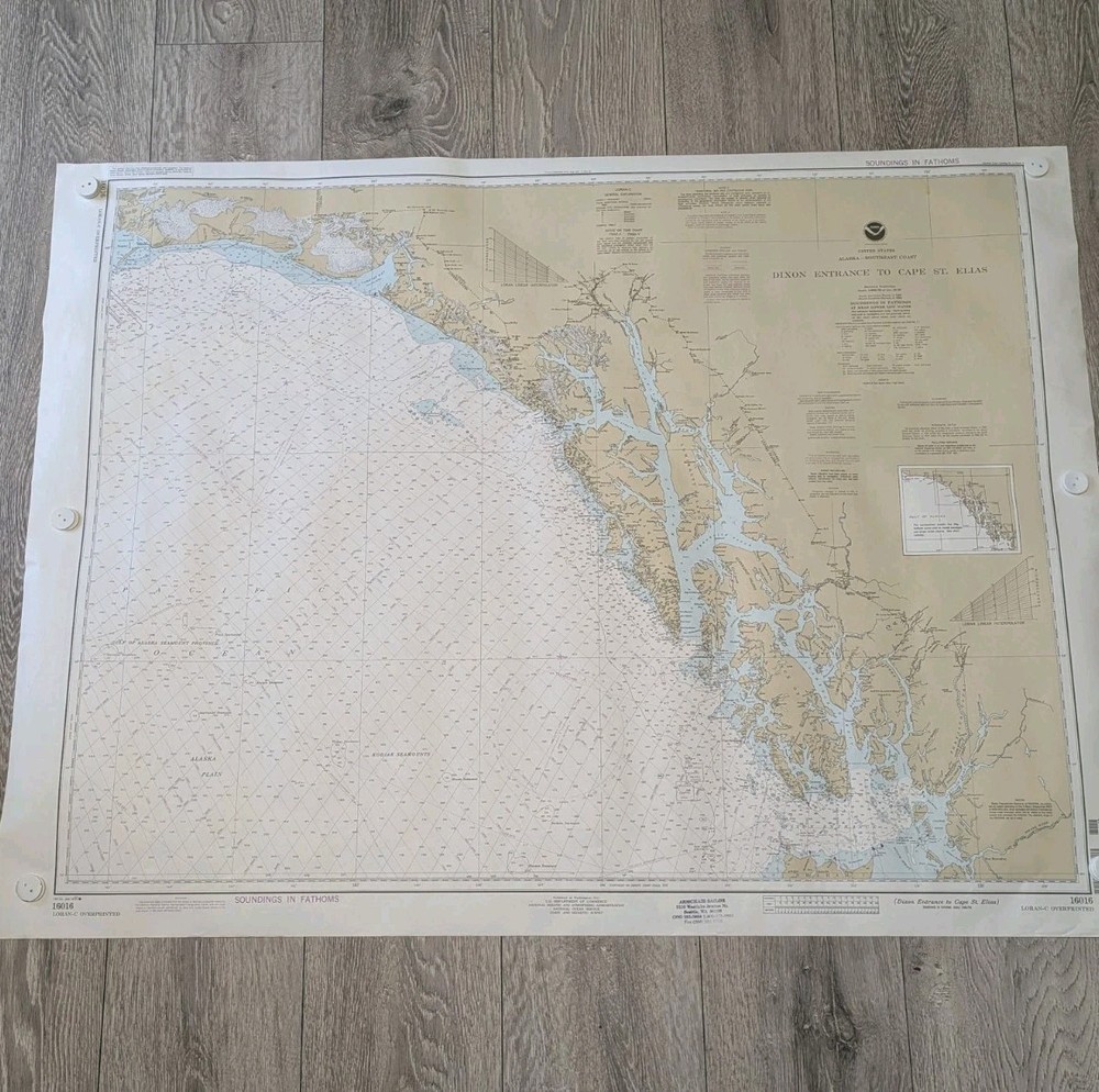NOAA Chart 16016 Dixon Entrance Cape Elias Alaska 33in x 44in Map