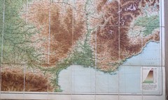 Vintage Map Bartholomew’s Contour Motoring Map FRANCE 1920s 2x Cloth backed maps