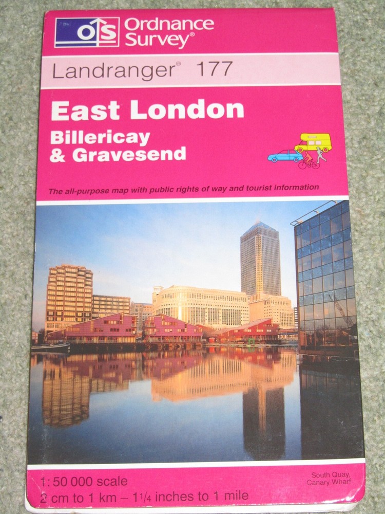 OS Ordnance Survey Landranger Map Sheet 177 East London – 1999