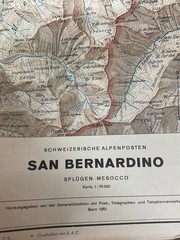 Vintage 1951 Large Map Of SAN BERNARDINO SWITZERLAND, VGC