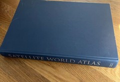 Satellite World Atlas from Barnes and Noble. Blue hardcover