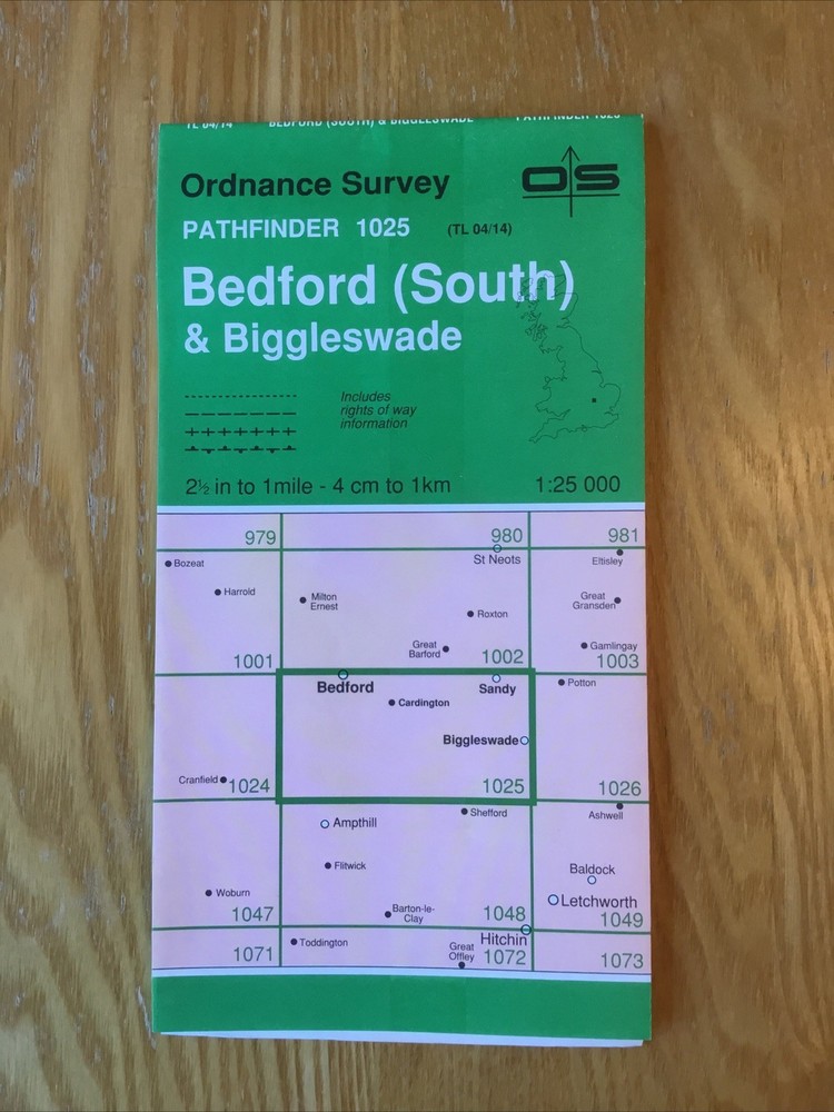 1992 Ordnance Survey Pathfinder Map 1025 TL 04/14 Bedford South And Biggleswade