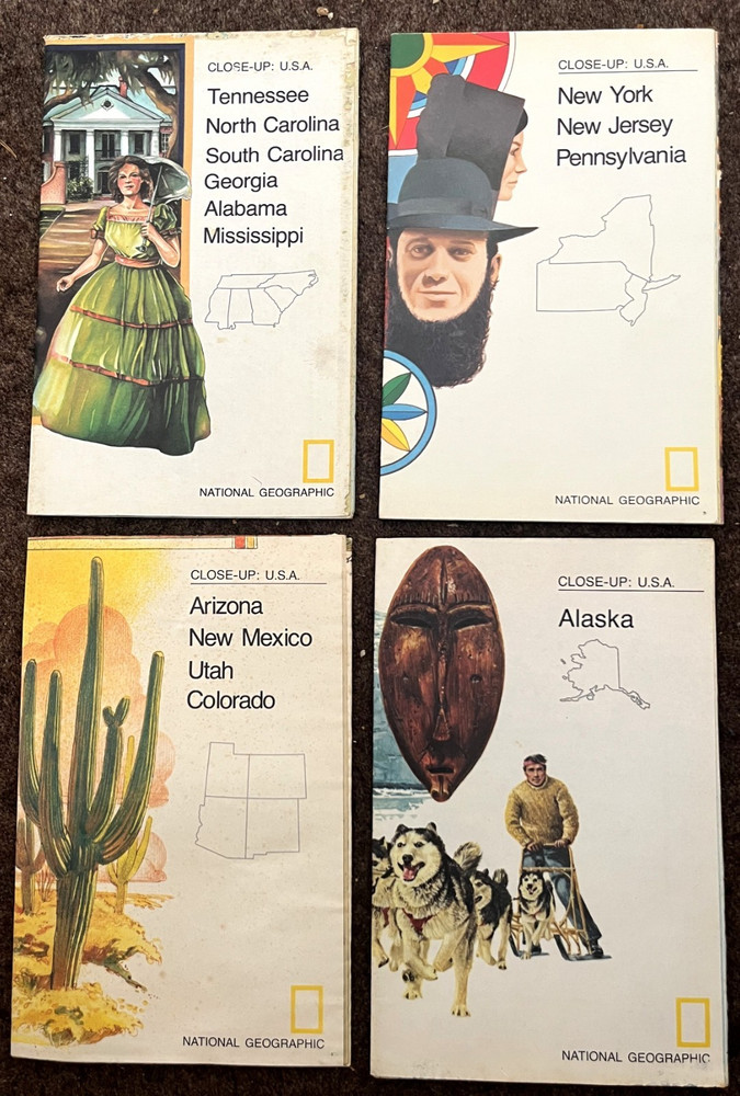 VERY COLLECTABLE CLOSE UP USA 4 NATIONAL GEOGRAPHIC MAP POSTERS 1976 14 STATES